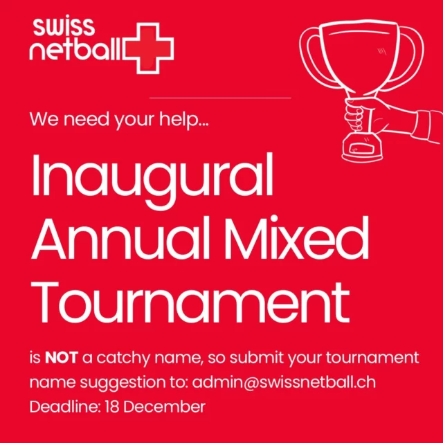 ⭐️ On March 15th 2026 (the day after Peppermill), we will host a mixed tournament competition!! ⭐️ 

Currently the tournament is unnamed and we need to change that. Send your name suggestions to: admin@swissnetball.ch