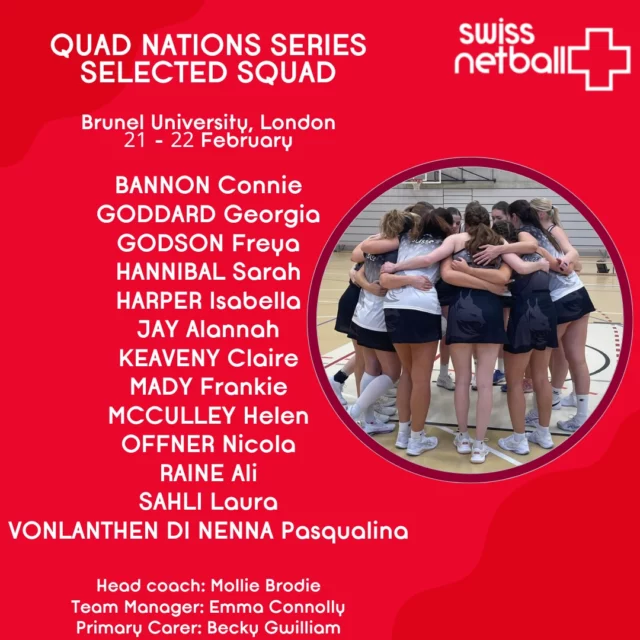 Squad selected and ready to represent! 💪 

We’re proud to announce our Quad Nations Series squad heading to London. Hard work, commitment and team spirit come together this weekend. 👏 

Good luck to the squad and staff, we’re behind you all the way! ❤️🤍