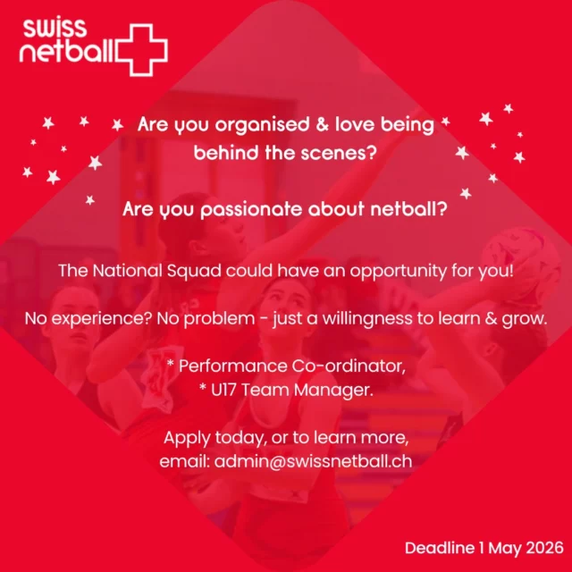 Are you organised and love being behind the scenes? Are you passionate about netball?

If so, the National Squad could have the perfect opportunity for you 🙌

No experience? No problem - just bring a willingness to learn and grow on the job.

We’re currently looking for: • Performance Coordinator  • U17 Team Manager

Don’t delay - apply today and find out more! 

Deadline for applications is 1st May 2026.