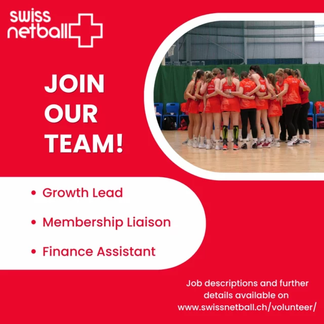 🇨🇭 It’s an exciting time to join Swiss Netball - we are looking for two committee members, growth lead and membership liaison, together with a volunteer finance assistant.🇨🇭

If you are interested in any of these roles, we’d love to hear from you!

Job descriptions are available: https://swissnetball.ch/volunteer/ and also via the link in bio. 🔗